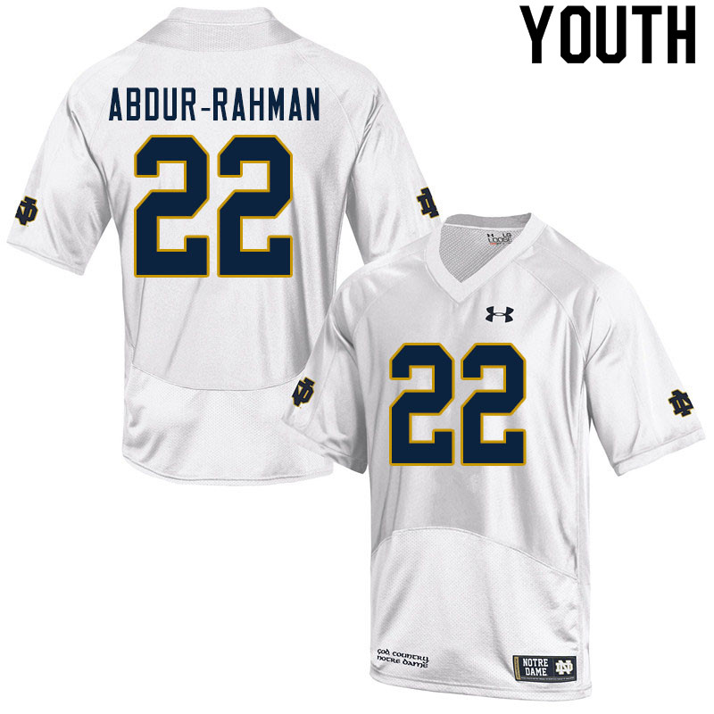 Youth NCAA Notre Dame Fighting Irish #22 Kendall Abdur-Rahman Stitched College Under Armour Authentic White Football Jersey SZ10E22ZI